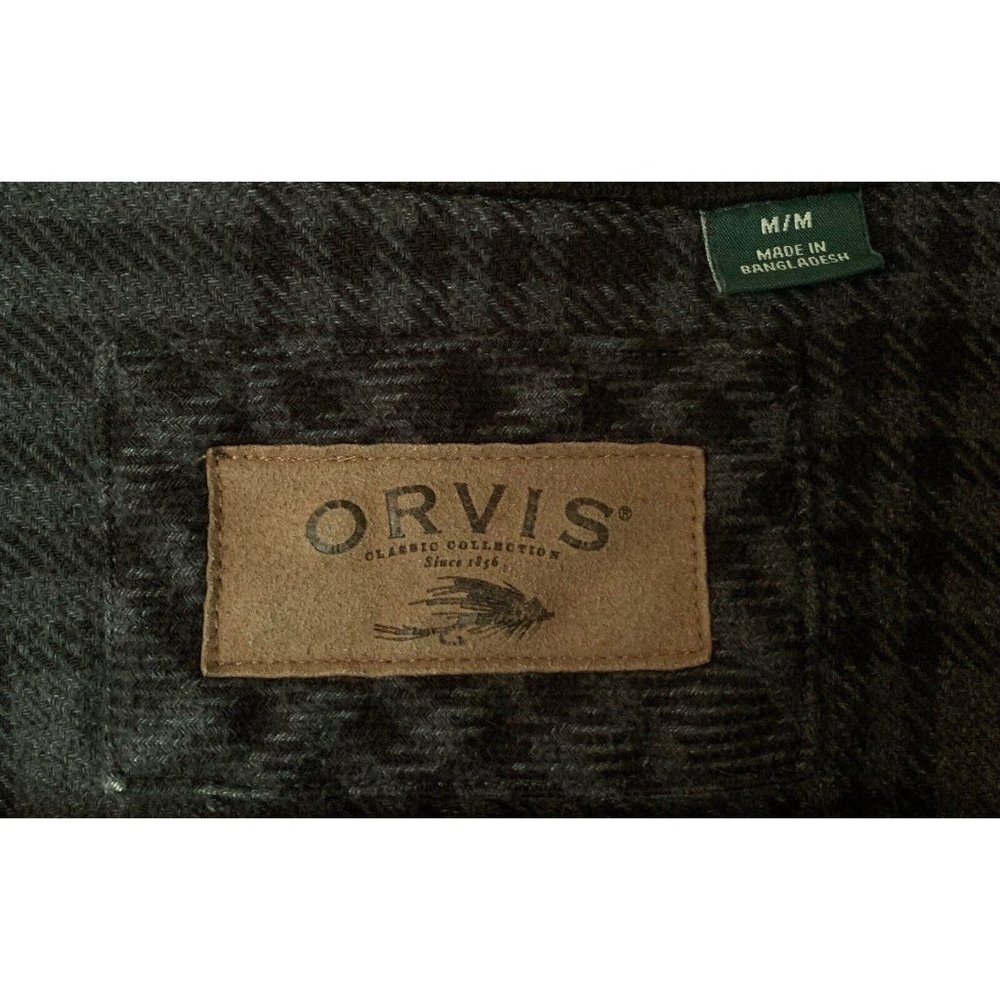 Orvis Heavyweight Big Bear Brushed Flannel Black/Gray Plaid Shirt 1312417 M - Picture 5 of 6